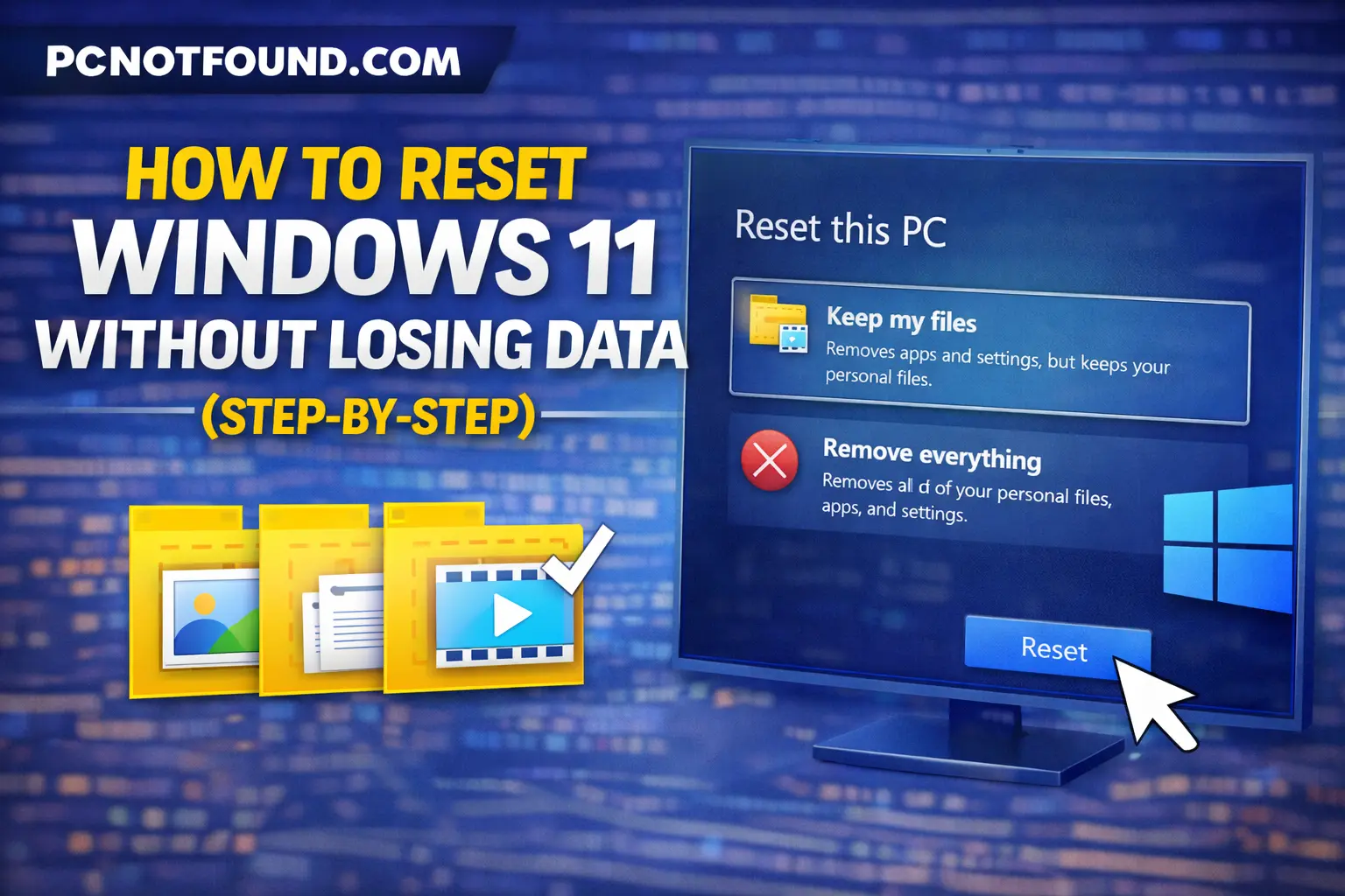 How to reset Windows 11 without losing personal files using Keep my files option