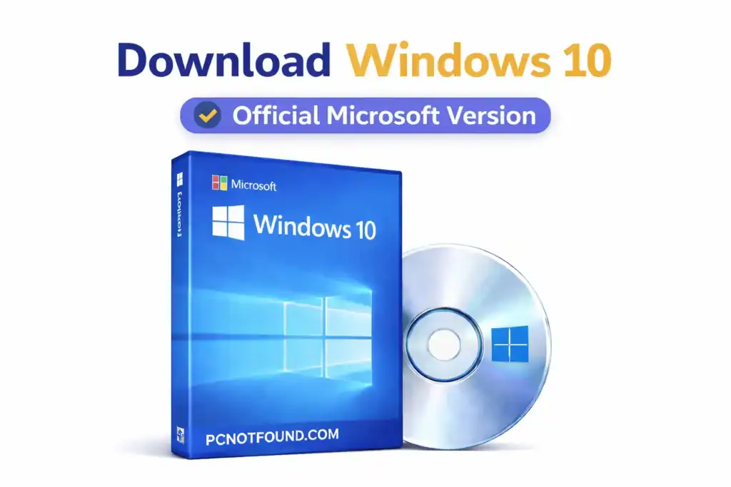 Windows 10 official download box showing Microsoft Windows 10 package