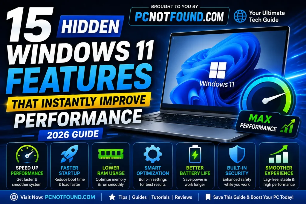 15 Hidden Windows 11 Features to Improve Performance – 2026 Guide | PCNOTFOUND.COM